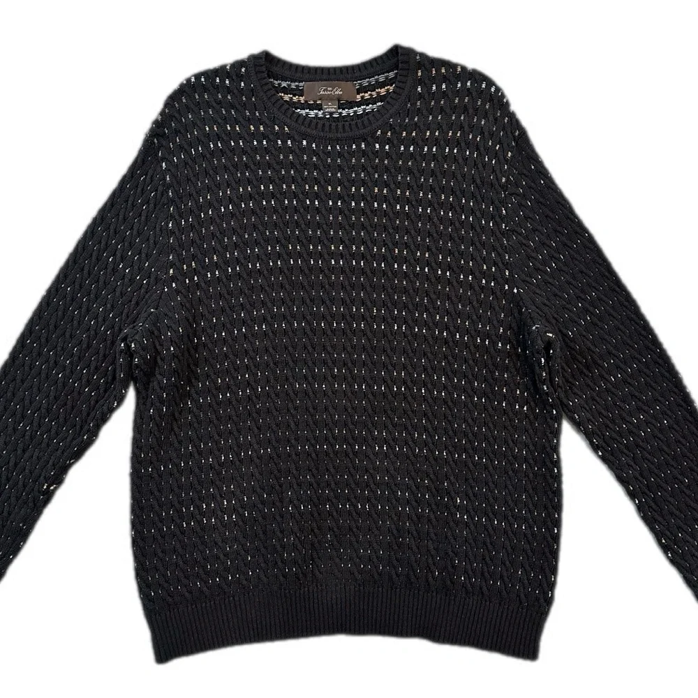 100% cotton Vintage Tasso Elba 90s Textured Woven Knit Sweater XL Hong Kong